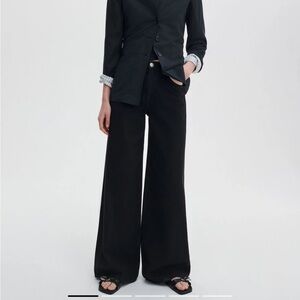 rag & bone Black Logan Featherweight Wide-Leg Trousers